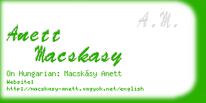 anett macskasy business card
