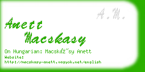 anett macskasy business card